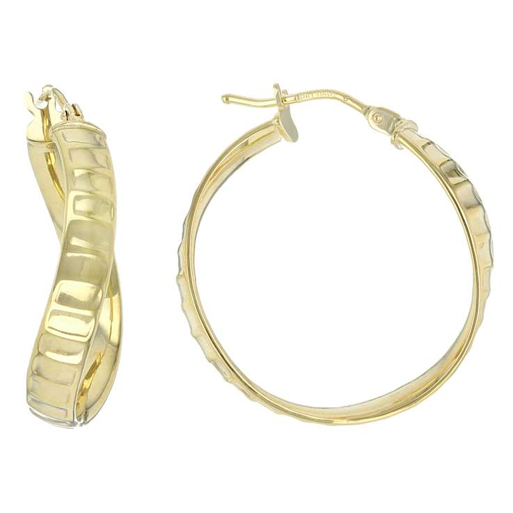 Twist Hoop Earrings In Solid 10K Yellow Gold