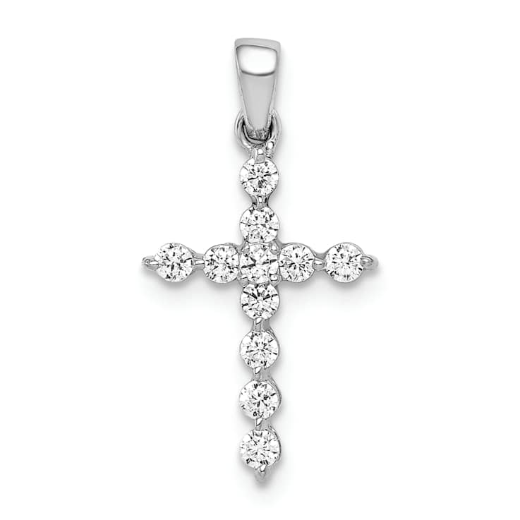 Rhodium Over 10k White Gold 0.20 ctw Diamond Cross Pendant