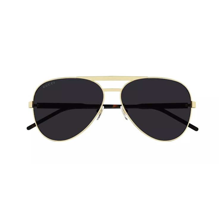 Gucci Gold Tone and Havana Frame / Gray Lens Aviator Sunglasses