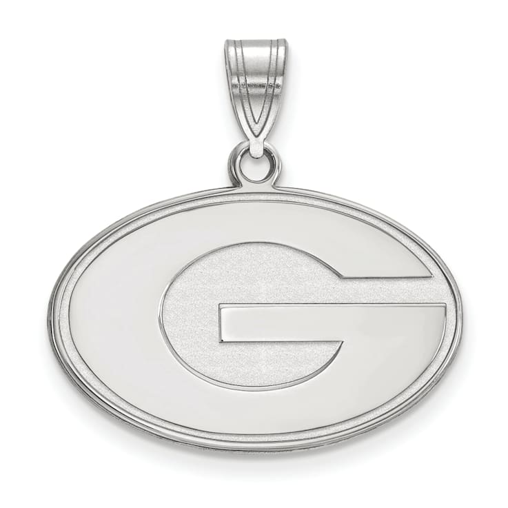 Rhodium Over Sterling Silver LogoArt University of Georgia Medium Pendant