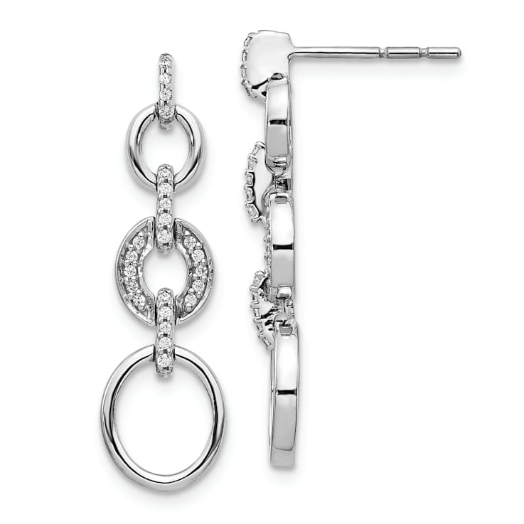 Rhodium Over 14K White Gold Lab Grown Diamond Fancy Dangle Earrings
