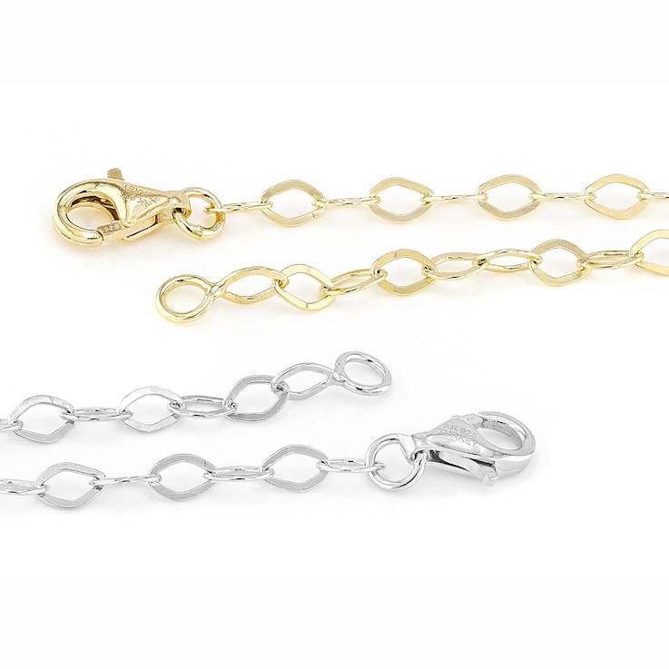 Set Of Two 18 Inch Marquise LInk ChaIn Necklaces In Sterling Silver And
18K Gold Over Sterling Silver