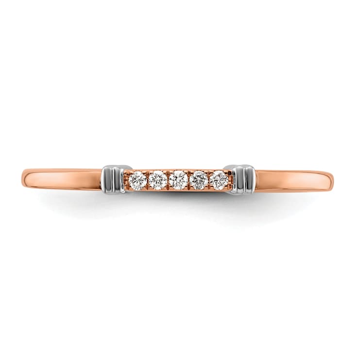 14K Rose and White Gold Two Tone Stackable Expressions Diamond Ring 0.04ctw