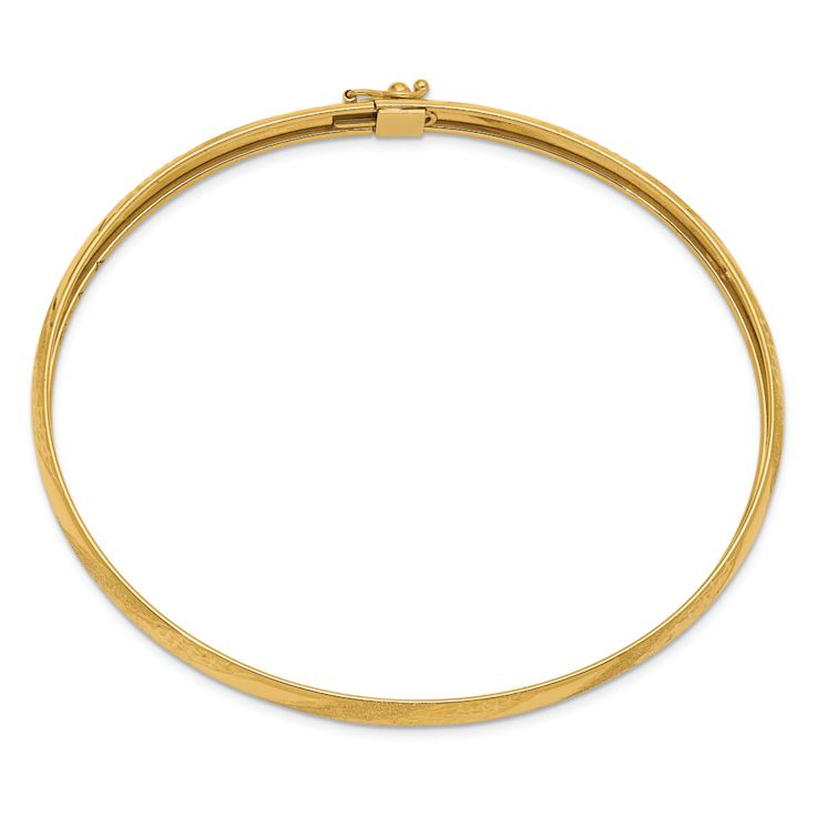 10k Yellow Gold 6.2mm Twisted Diamond-Cut and Brushed Flexible Bangle