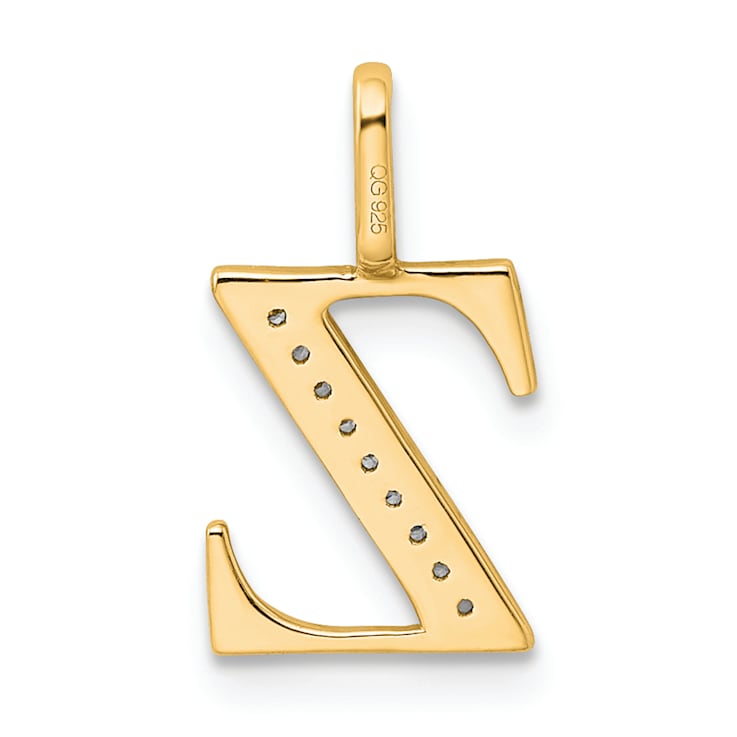 14K Yellow Gold Diamond Letter Z Initial Pendant