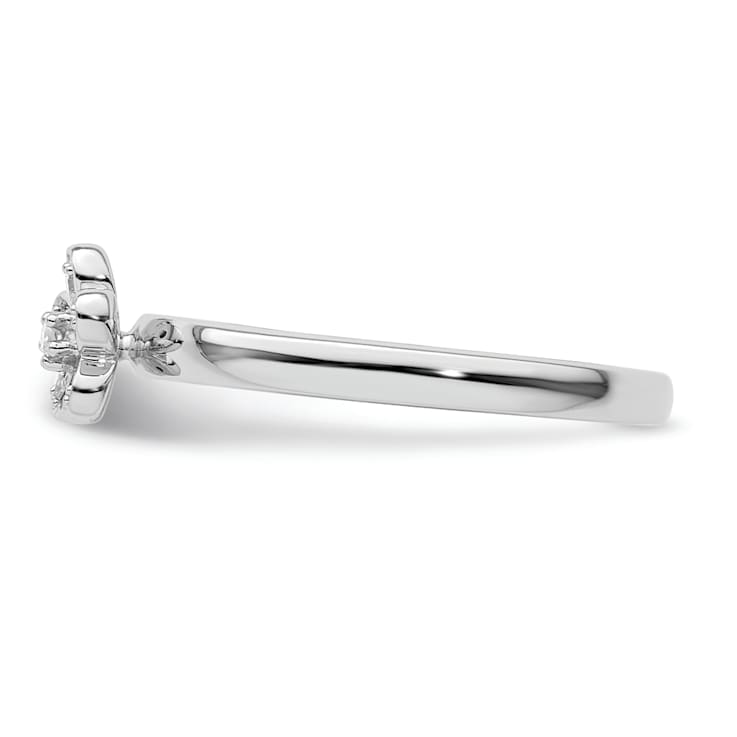 Sterling Silver Stackable Expressions Flower Diamond Ring 0.042ctw