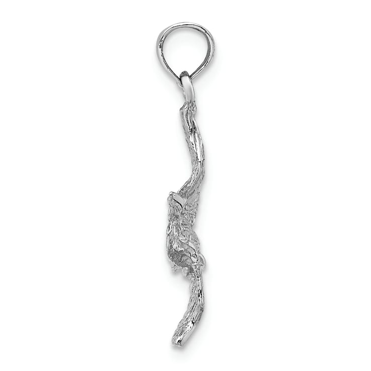 Rhodium Over 14k White Gold Textured Pelican Flying Pendant