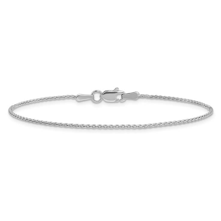 Rhodium Over 14k White Gold Parisian Wheat Link Bracelet