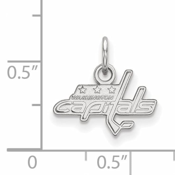 Rhodium Over Sterling Silver NHL LogoArt Washington Capitals Extra Small Pendant