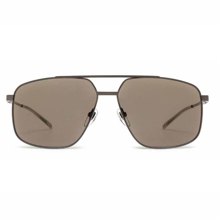 Gucci Ruthenium Square Frame / Gray Lenses Sunglasses