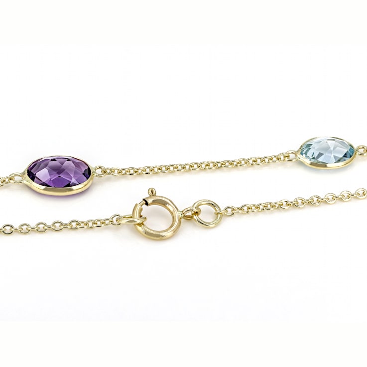 Multi-Gem 14k Yellow Gold Necklace 5.82ctw