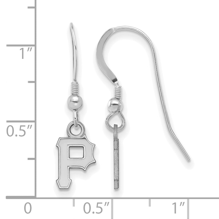 Rhodium Over Sterling Silver MLB LogoArt Pittsburgh Pirates Dangle Earrings