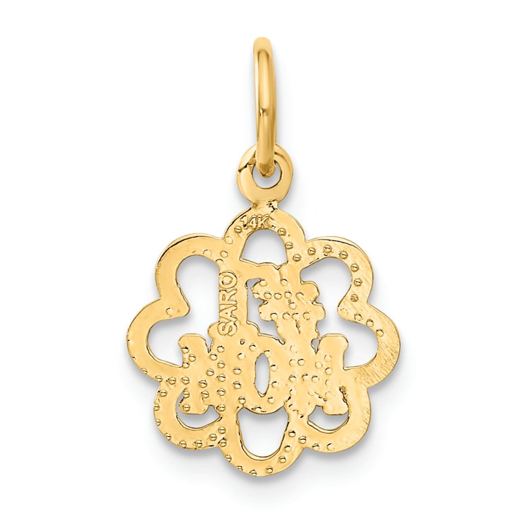14k Yellow Gold Textured Number 1 Mom Pendant