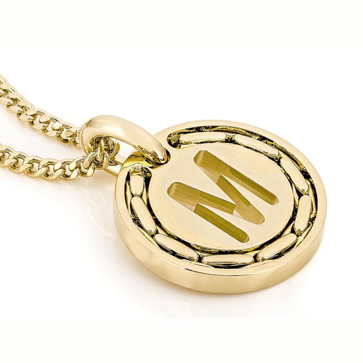 Cardano Initial M Pendant Necklace In 18K Gold Over Bronze