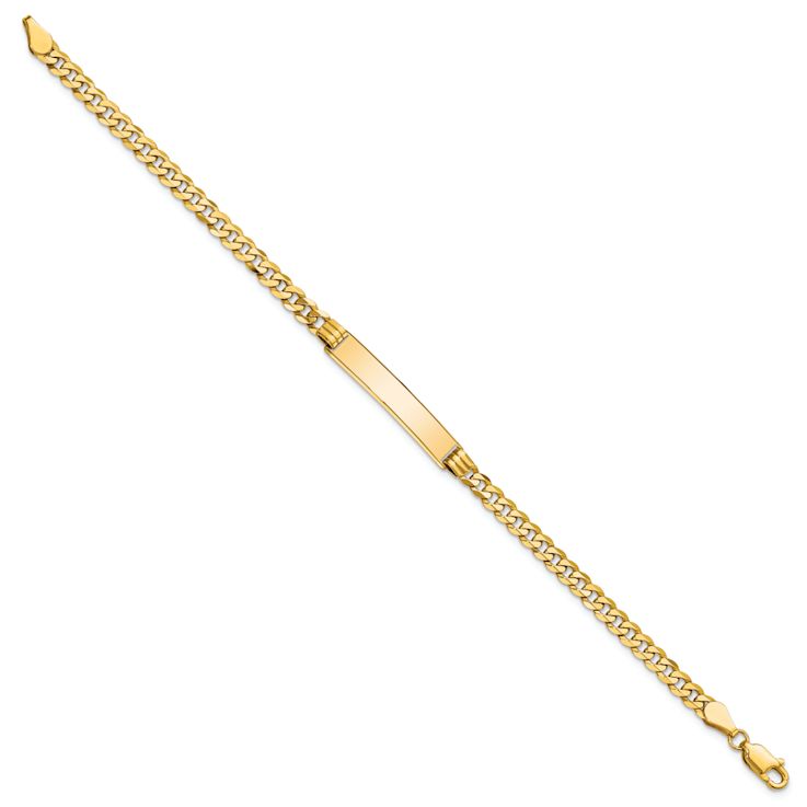 10k Yellow Gold Flat Curb Link ID Bracelet