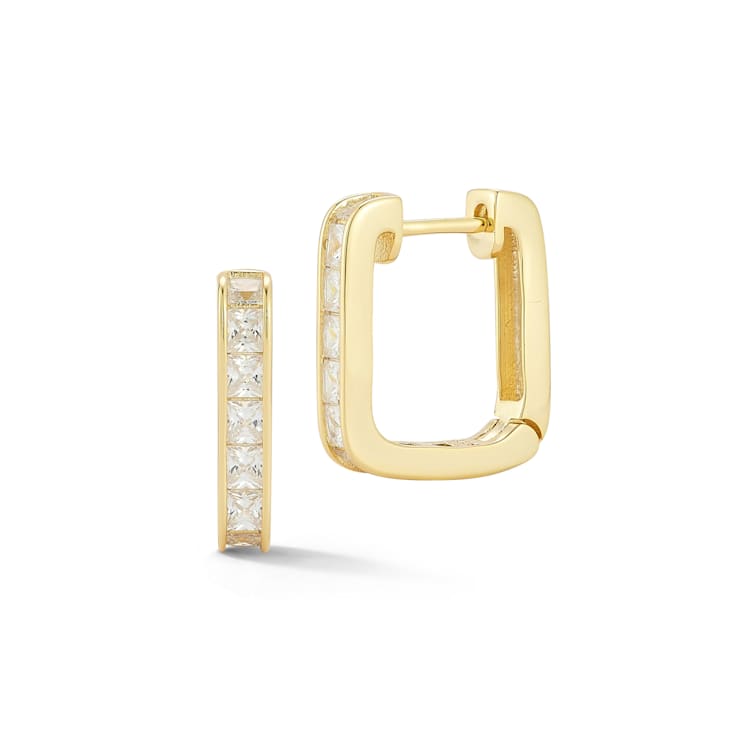 Rachel Zoe CZ Square Hoop Earrings in 14K Gold Over Sterling Silver