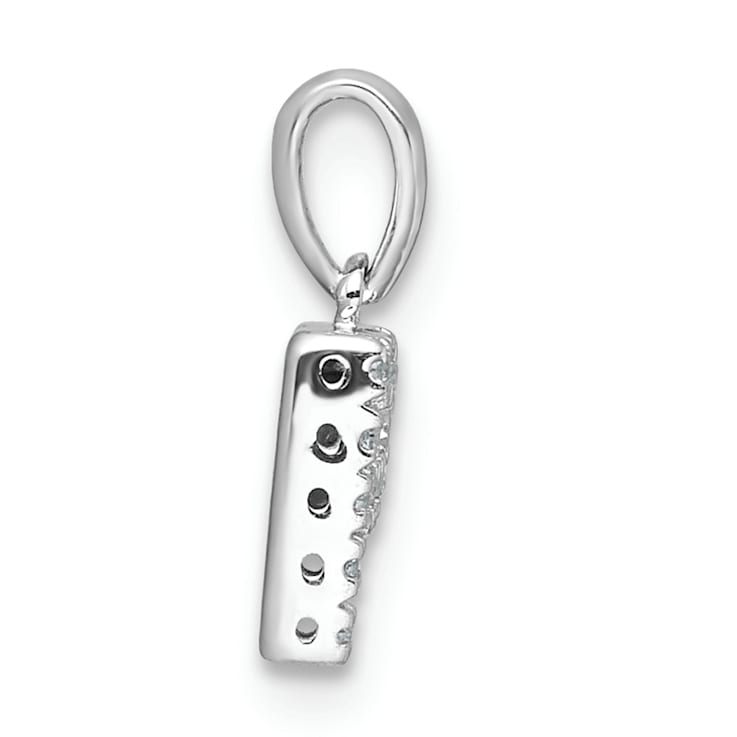 14K White Gold Diamond Letter P Initial with Bail Pendant