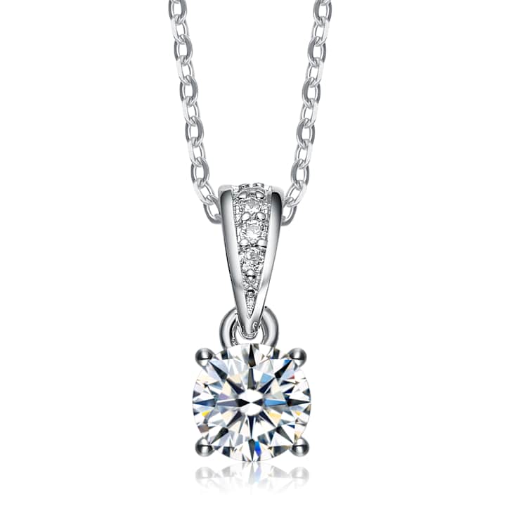 Bursting CZ Pendant Necklace In Sterling Silver