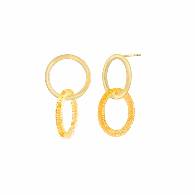 14K Yellow Gold Over Sterling Silver Acrylic Double Drop Earrings in Honey