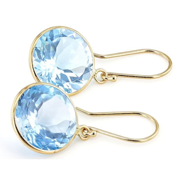 Blue Topaz 14K Yellow Gold Dangle Earrings 14.00ctw