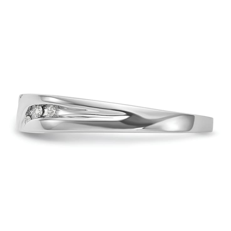 Rhodium Over 14K White Gold Diamond Trio Men's Wedding Band 0.14ctw