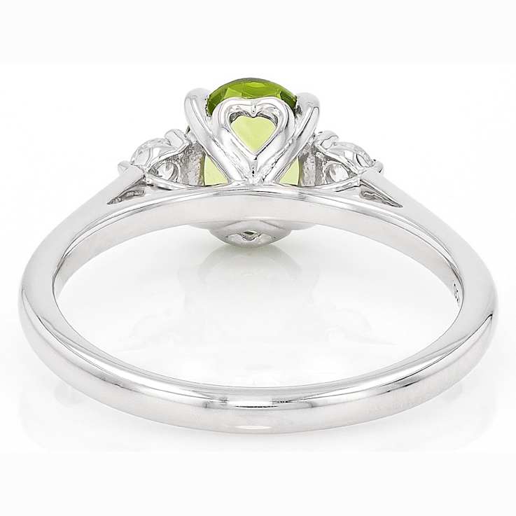 Peridot And Lab-Grown Diamond Three-Stone Ring In Sterling Silver