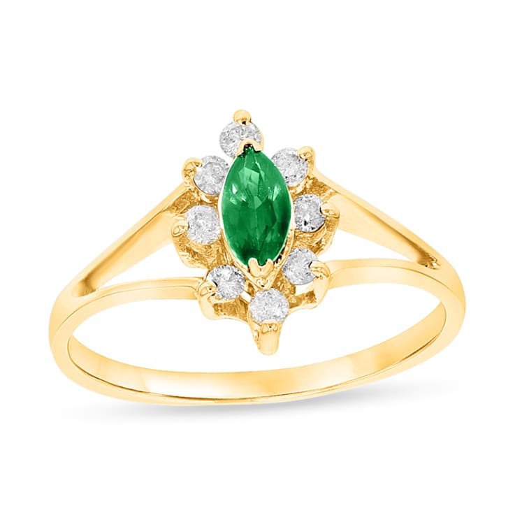 0.35ctw Emerald and Diamond Ring in 14k Yellow Gold