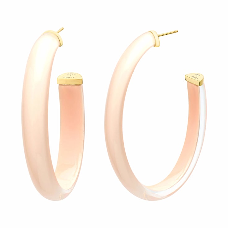 14K Yellow Gold Over Sterling Silver XL Oval Illusion Nude Acrylic Hoops
in Ballerina Slippers