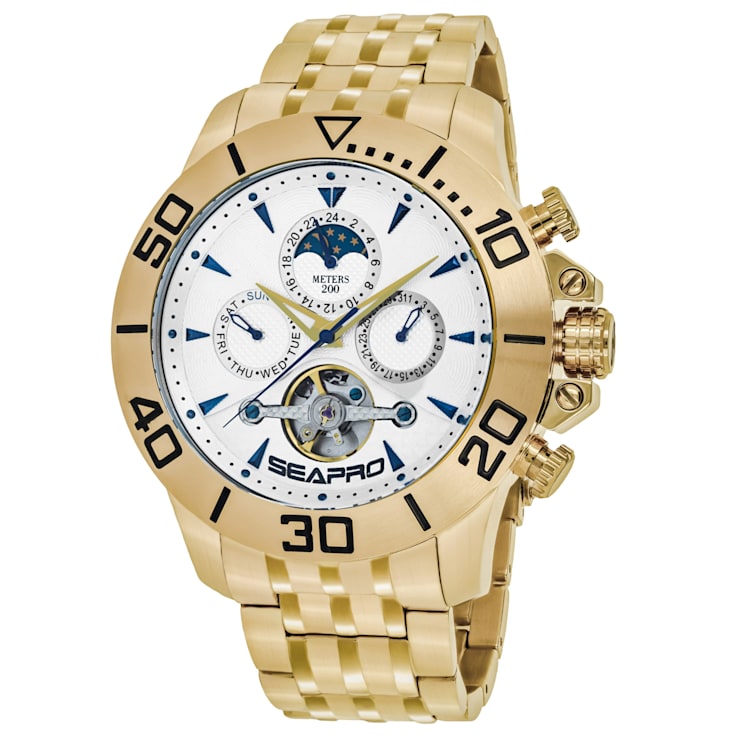 Seapro Men's Montecillo White Dial, Yellow Stainless Steel Watch