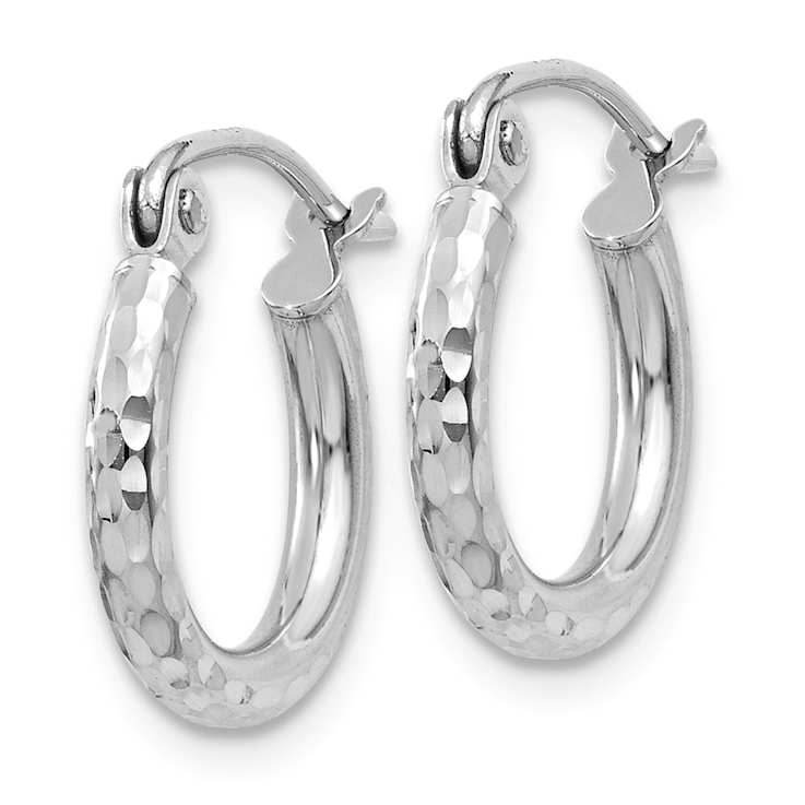 Diamond-Cut Tube Hoop Earrings In 10K White Gold