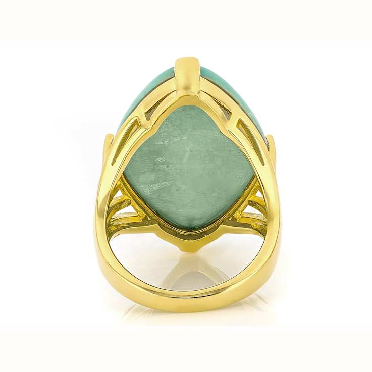 Bold Oval Solitaire Ring In 18K Gold Over Sterling Silver 28x18mm