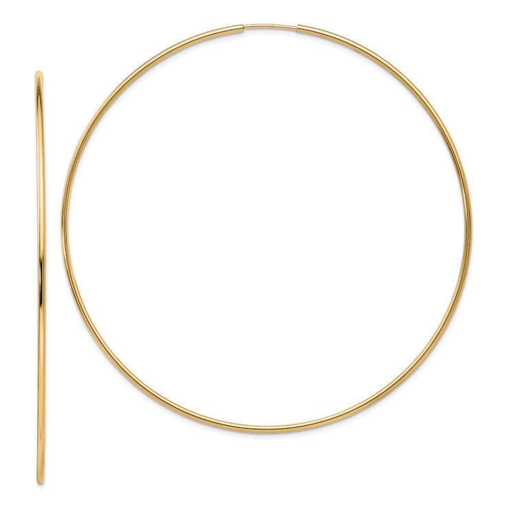 14k Yellow Gold Polished 2 11/16" Endless Tube Hoop Earrings