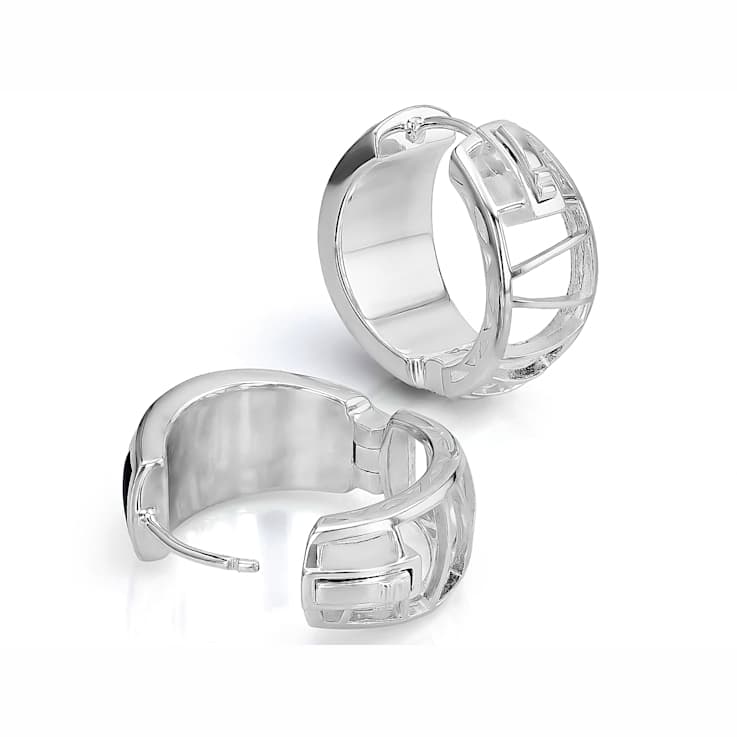 Multi-Gemstone Sterling Silver Inlay Huggie Earrings