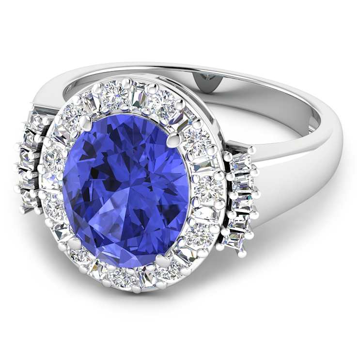 4.26ctw Violet Tanzanite and Diamond 14K White Gold Halo Ring