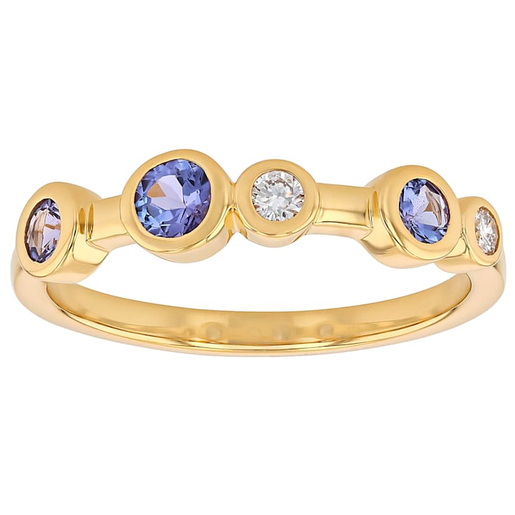 Tanzanite And Lab-Grown Diamond Band Ring In 18K Gold Over Sterling
Silver 0.44ctw