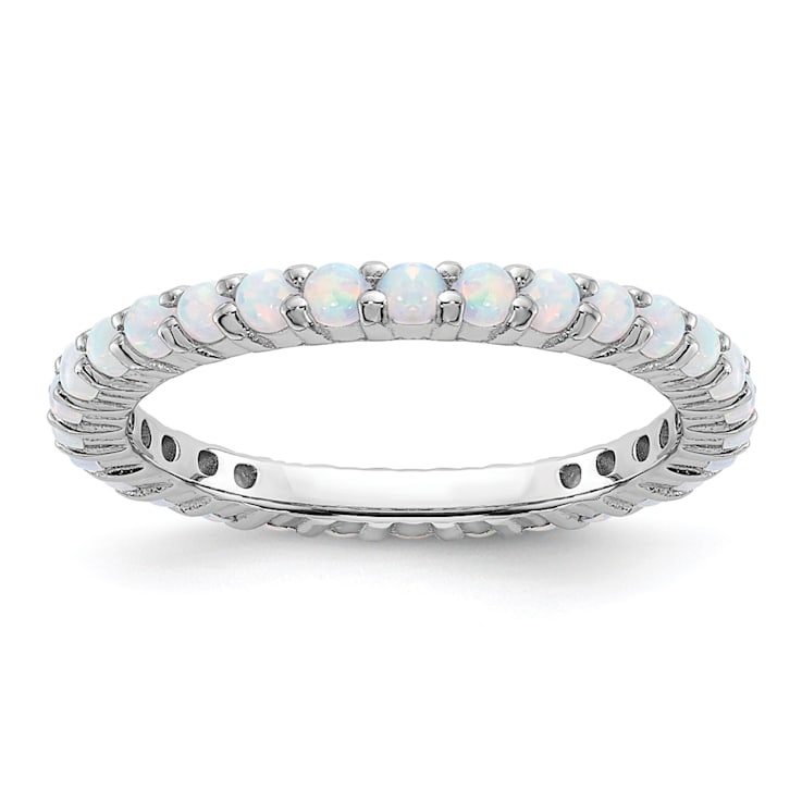 Sterling Silver Stackable Expressions Created Opal Eternity Ring Sterling Silver Stackable Expressions Created Opal Eternity Ring