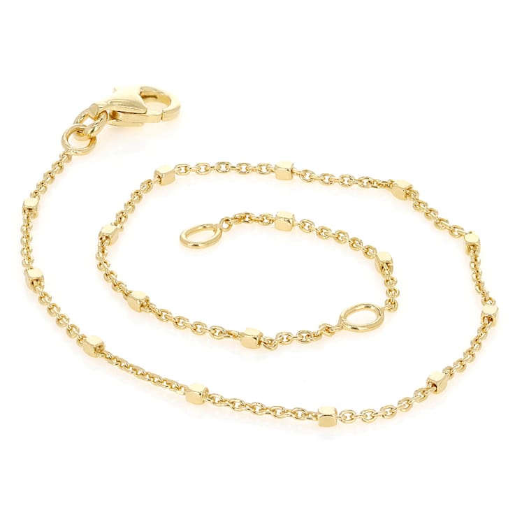 Cable And Square Bead Bracelet Set Of 2 In 18K Gold Over Sterling Silver
And Sterling Silver