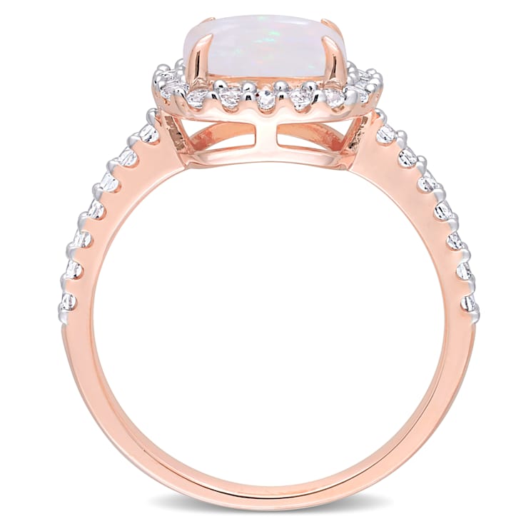 Oval and White Topaz 10K Rose Gold Ring 2.37ctw