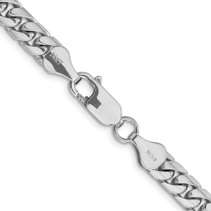 Rhodium Over 14k White Gold 5.5mm Solid Miami Cuban 18 Inch Chain
