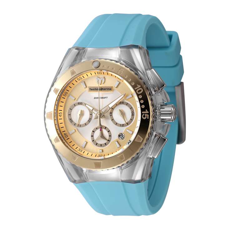 Technomarine Cruise 40mm Yellow Dial and Bezel Light Blue Silicone Strap
Chronograph Quartz Watch