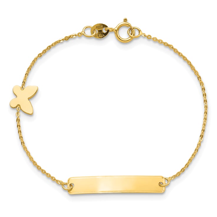 14K Yellow Gold Polished 5.5-inch Butterfly ID Bracelet