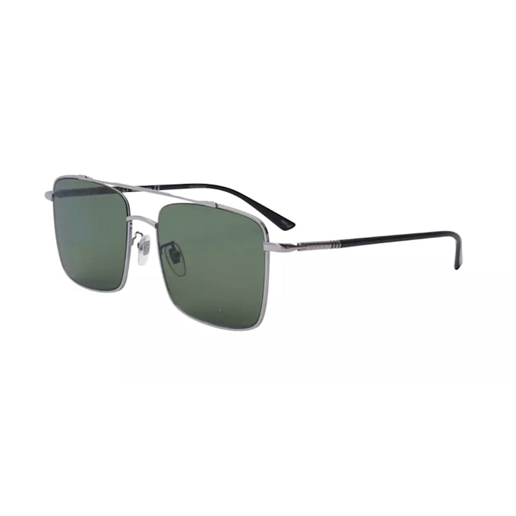 Gucci Ruthenium and Black Frame / Green Lens Square Sunglasses