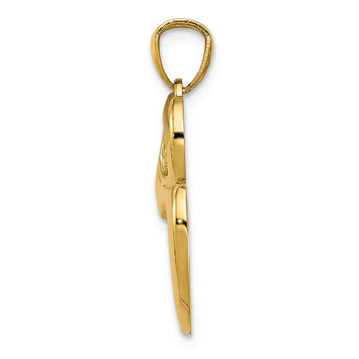 14k Yellow Gold Polished Cut-Out Owl Pendant