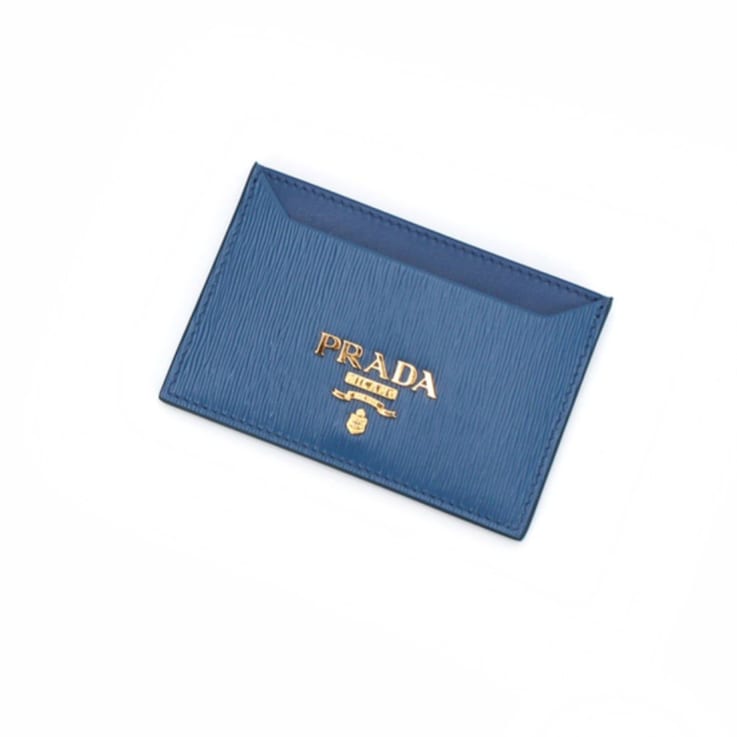 Prada Vitello Move Cobalt Blue Leather Small Card Case