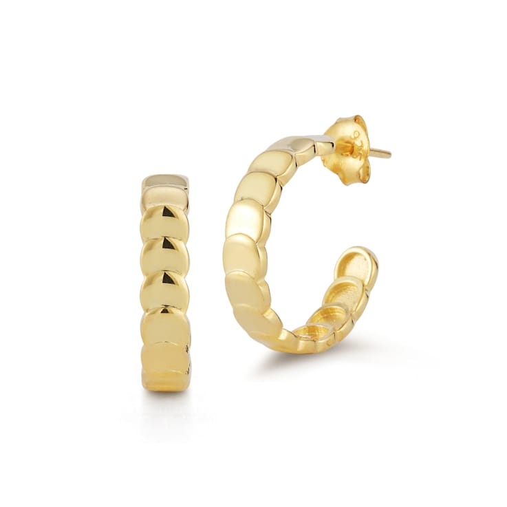 Sterling Statements 14K Yellow Gold Over Sterling Silver Scallop Hoop Earrings