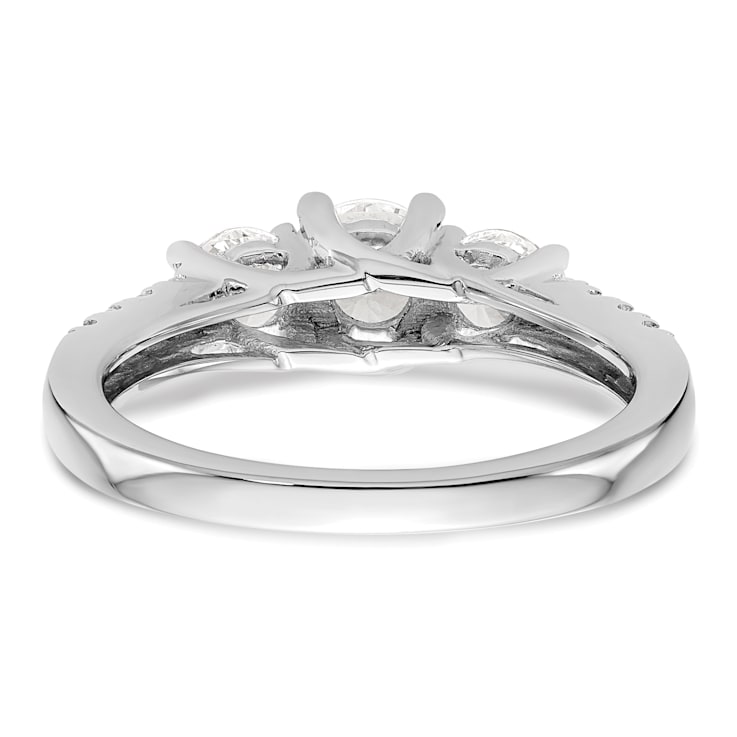 Rhodium Over 14K White Gold Lab Grown Diamond SI1/SI2, G H I, 3-Stone
Engagement Ring