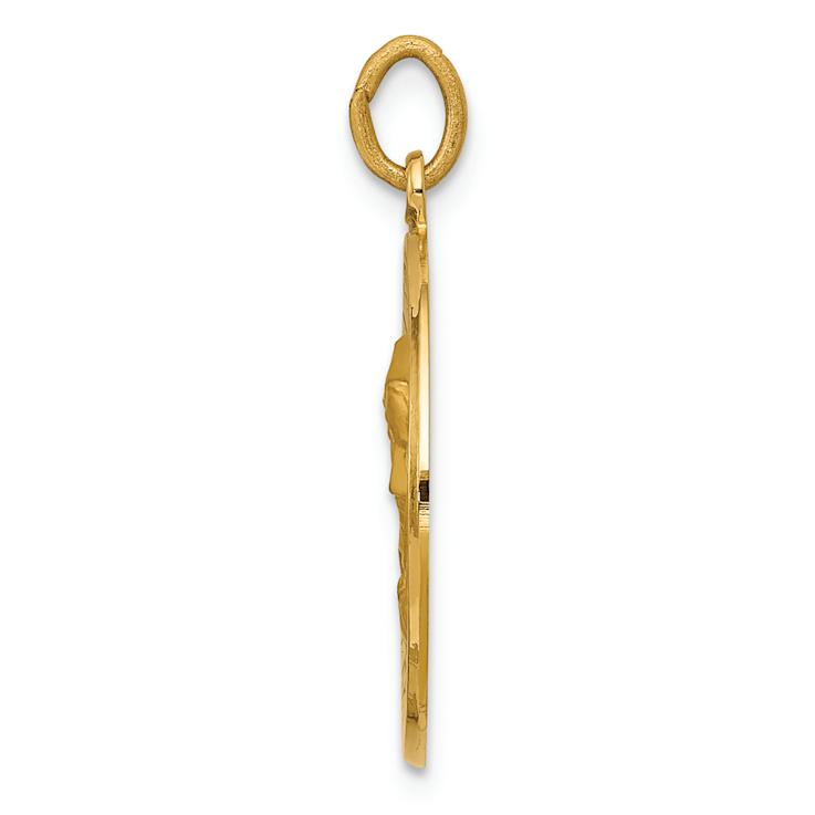 14k Yellow Gold Satin Our Lady of Sorrows Medal Pendant