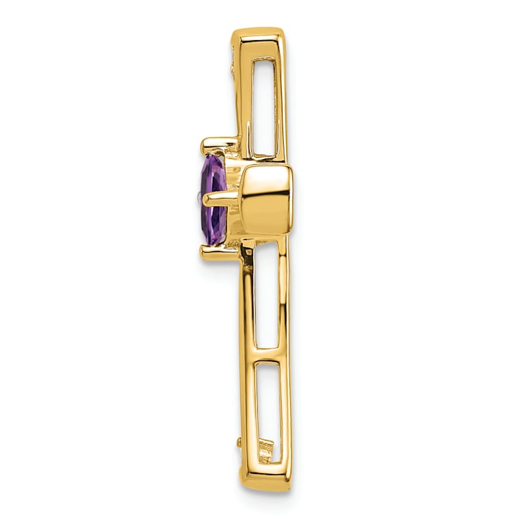 14k Yellow Gold Amethyst and Diamond Cross chain slide