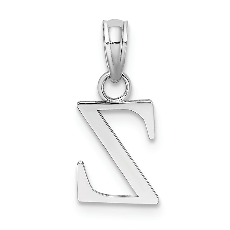 Rhodium Over 14k White Gold Polished Block Letter Z Initial Pendant