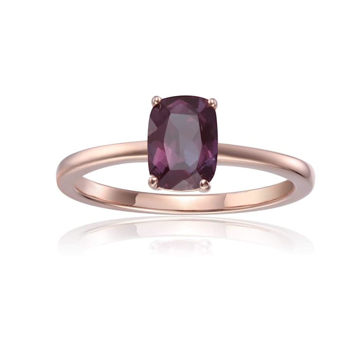 Blue Lab Created Alexandrite Rectangular Cushion 14K Rose Gold Over
Sterling Silver Solitaire Ring